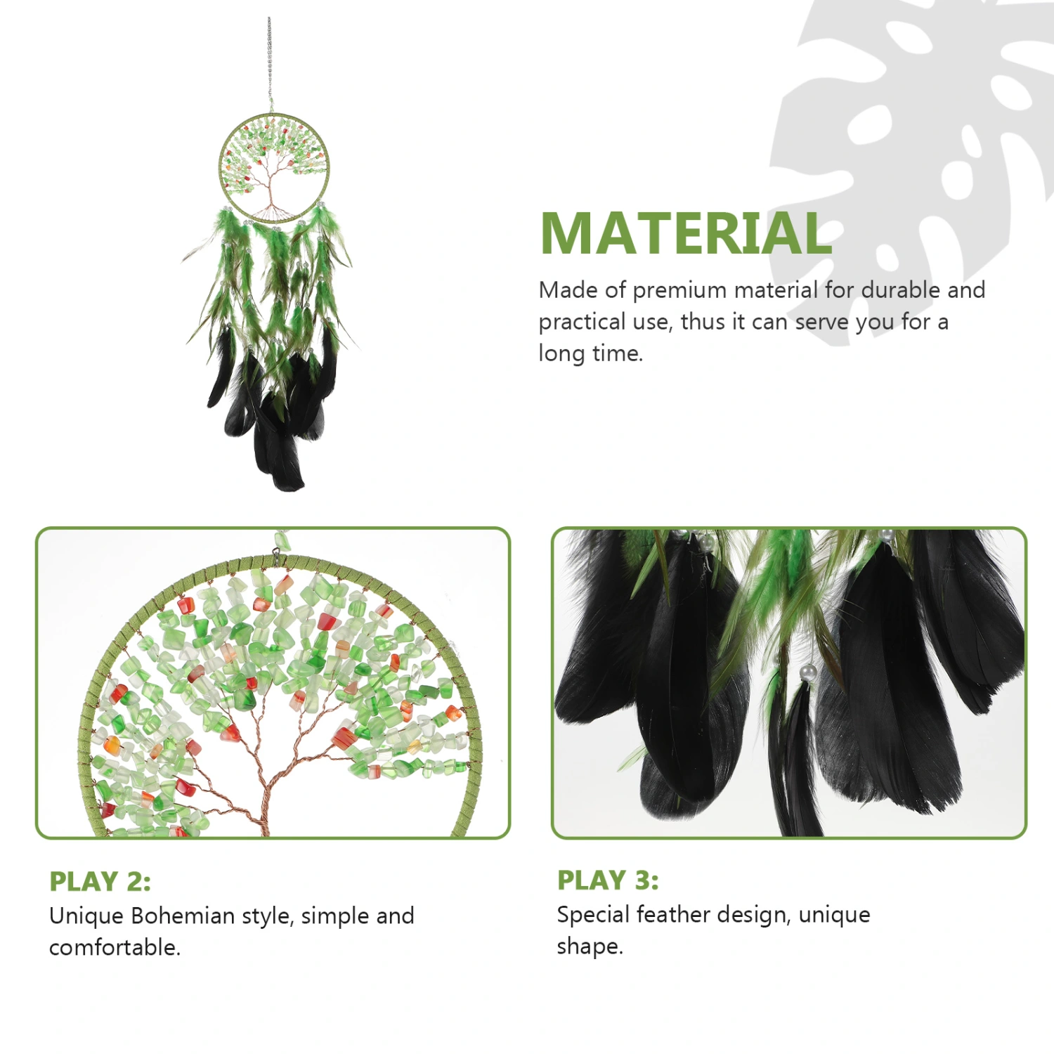 1Pc Decorative Life Tree Crystal Dreamcatcher Bohemian Bedroom Hanging Adorn