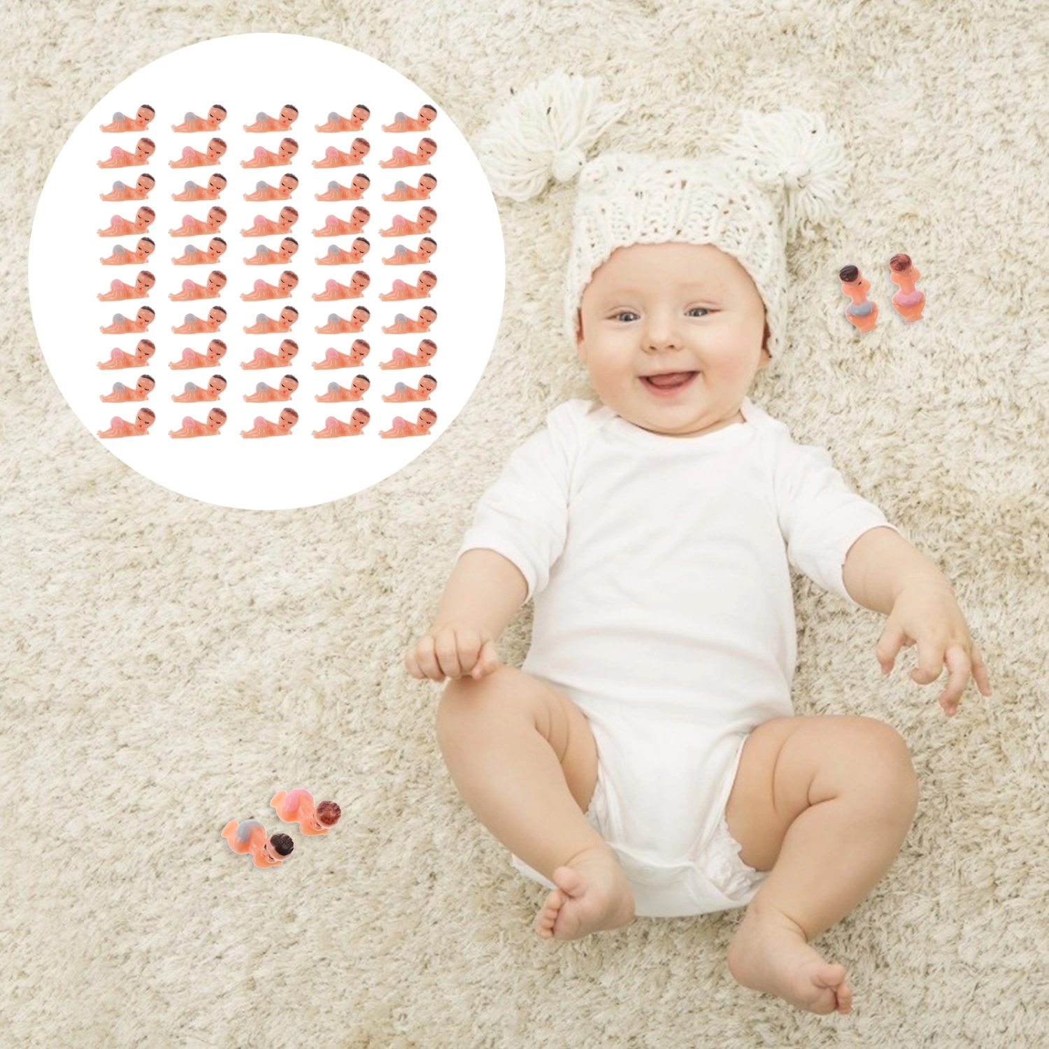50Pcs Mini Sleeping Baby Dolls Plastic Baby Shower Ornaments Table Decoration