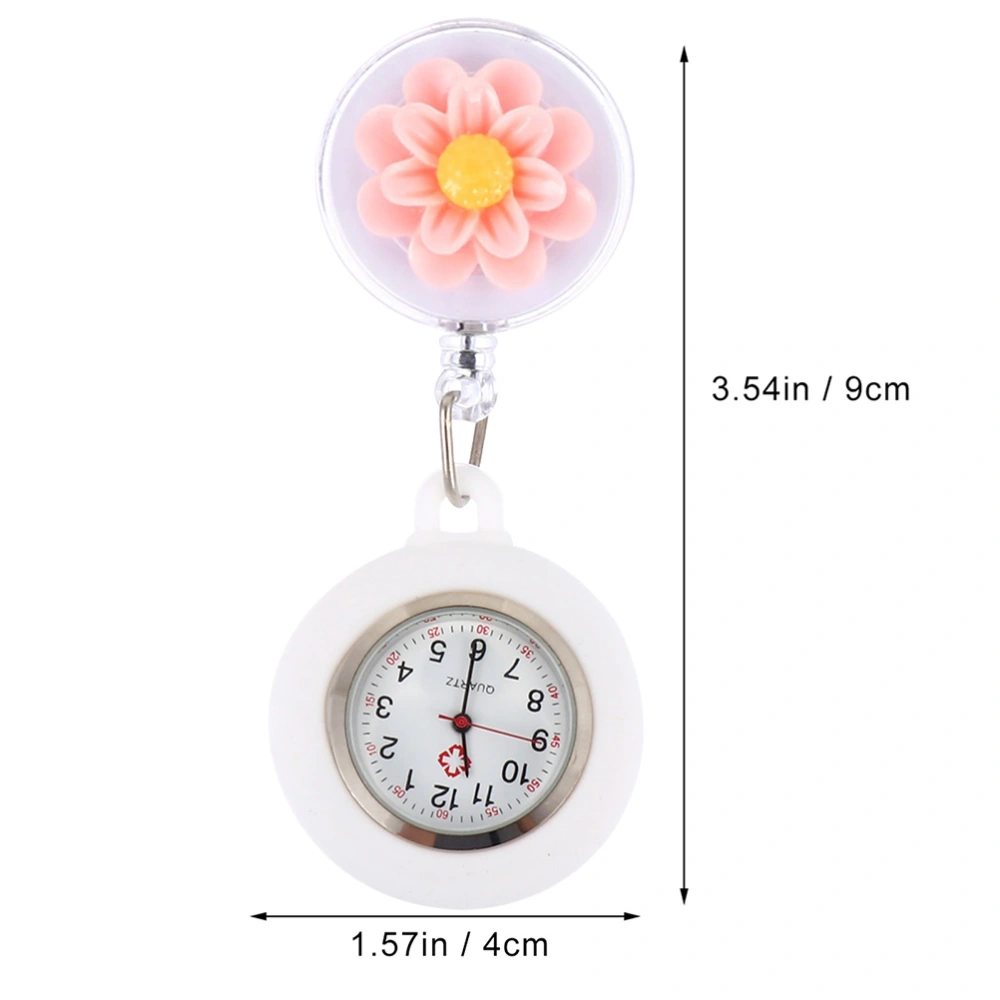 Silicone Camellia Badge Watch Lovely Cartoon Flower Clip-on Nurse Watch Gift