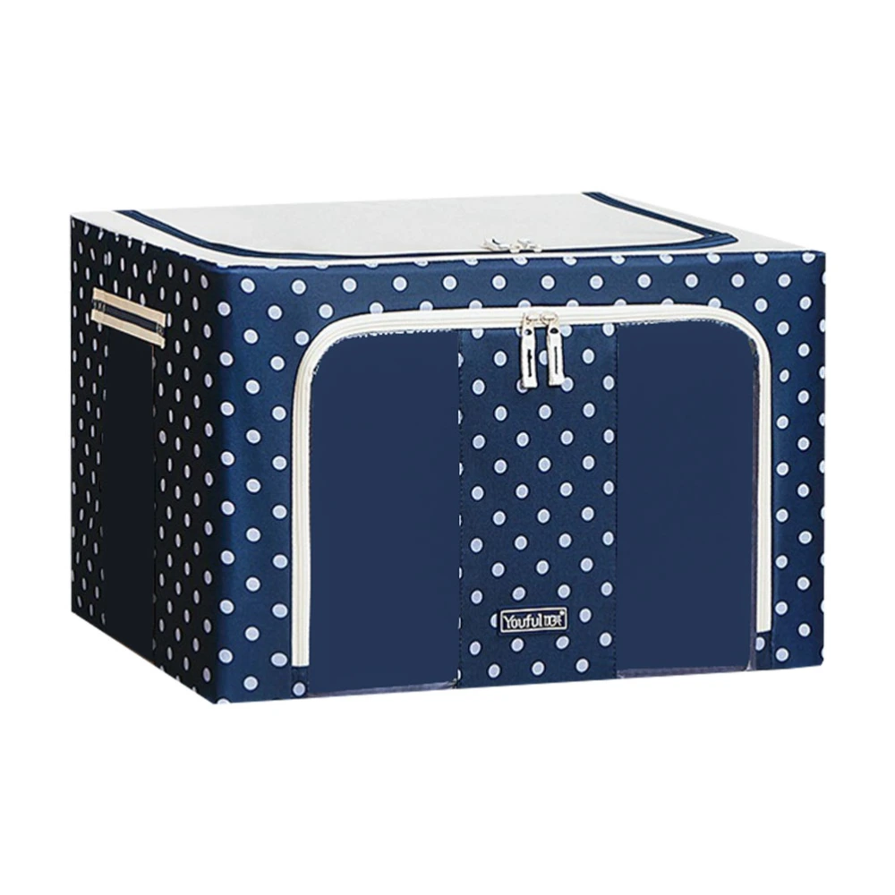 1pc Foldable Storage Box Steel Frame Storage Box Oxford Cloth Container (Navy)