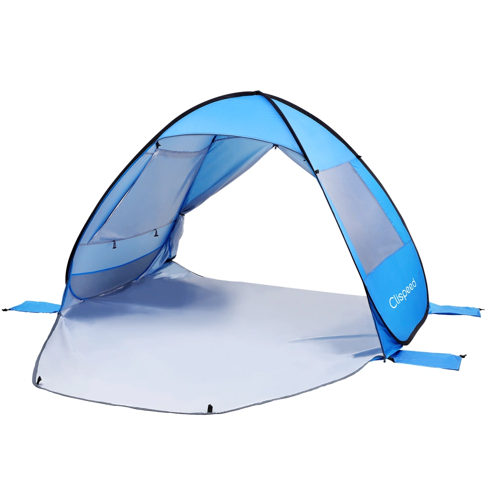 Clispeed Pop-up Beach Tent UPF 50+ Sun Shelter Portable Breathable Easy Set-up Beach Canopy Automatic Open Beach Umbrella Fits for 2-3 People (Blue)