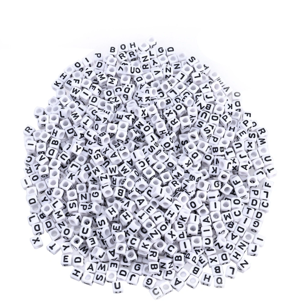 800 Pieces 6mm DIY Acrylic Alphabet Letter Cube Beads for Jewelry Making DIY Bracelets Necklaces Children's Educational Toys Key Chains (White)