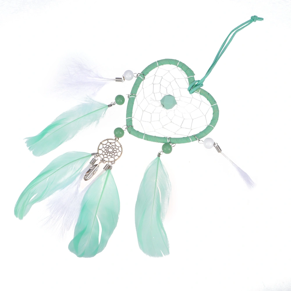 Heart Shaped Dream Catcher Hanging Pendant Creative Hanging Decoration Home Indoor Hanging Ornaments for Bedroom Living Room (Green)