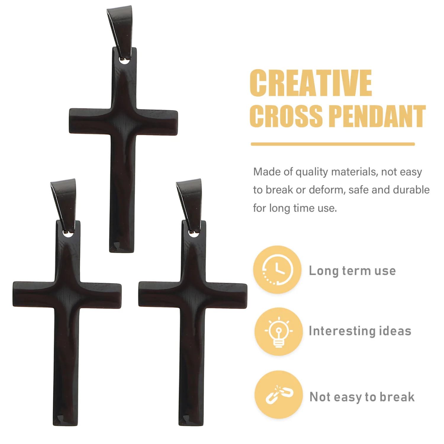 3pcs Simple Cross Decorative Pendants Necklace Cross Pendants Accessories