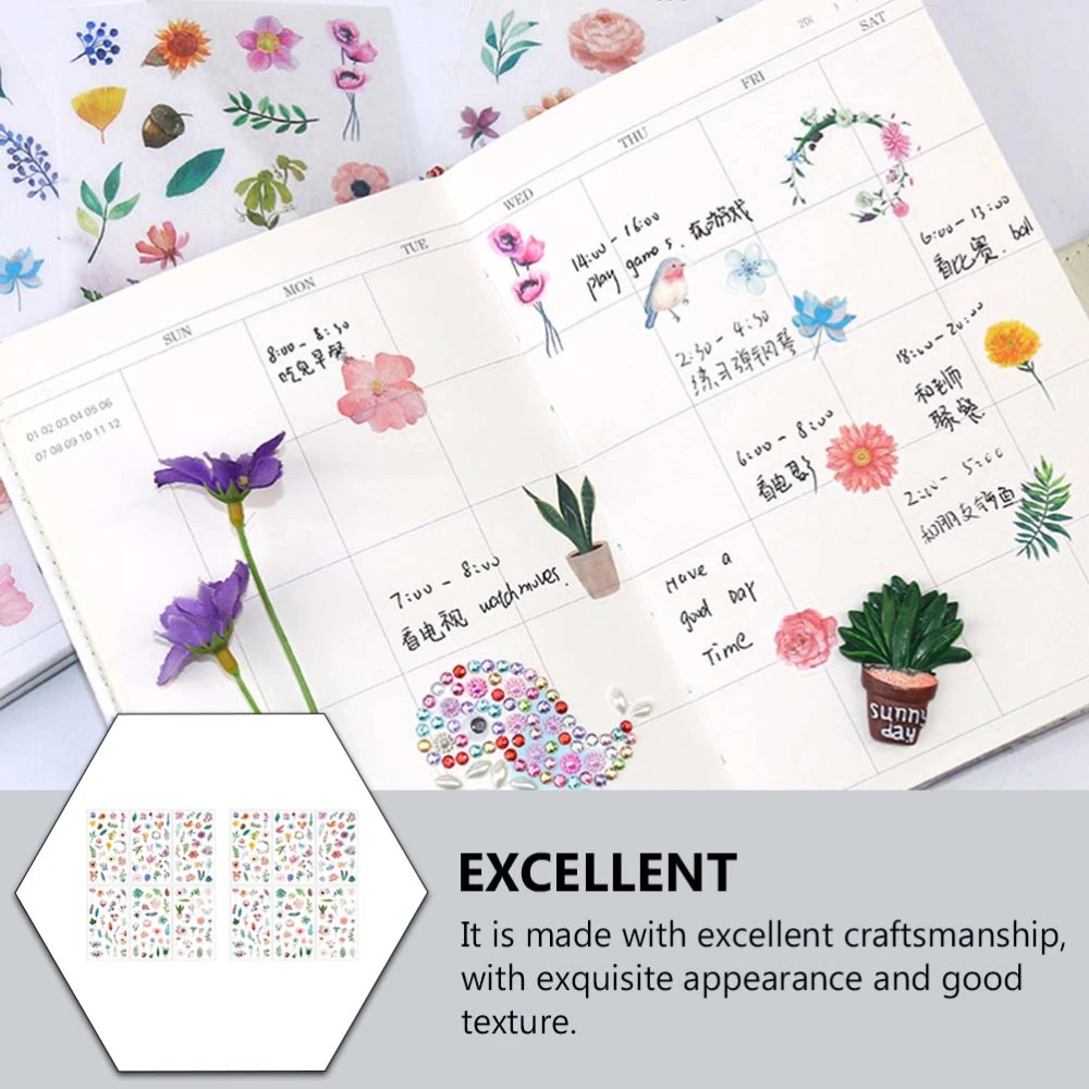 48 Sheets of Diary Hand Account DIY Stickers Scrapbook Planner Craft Decals