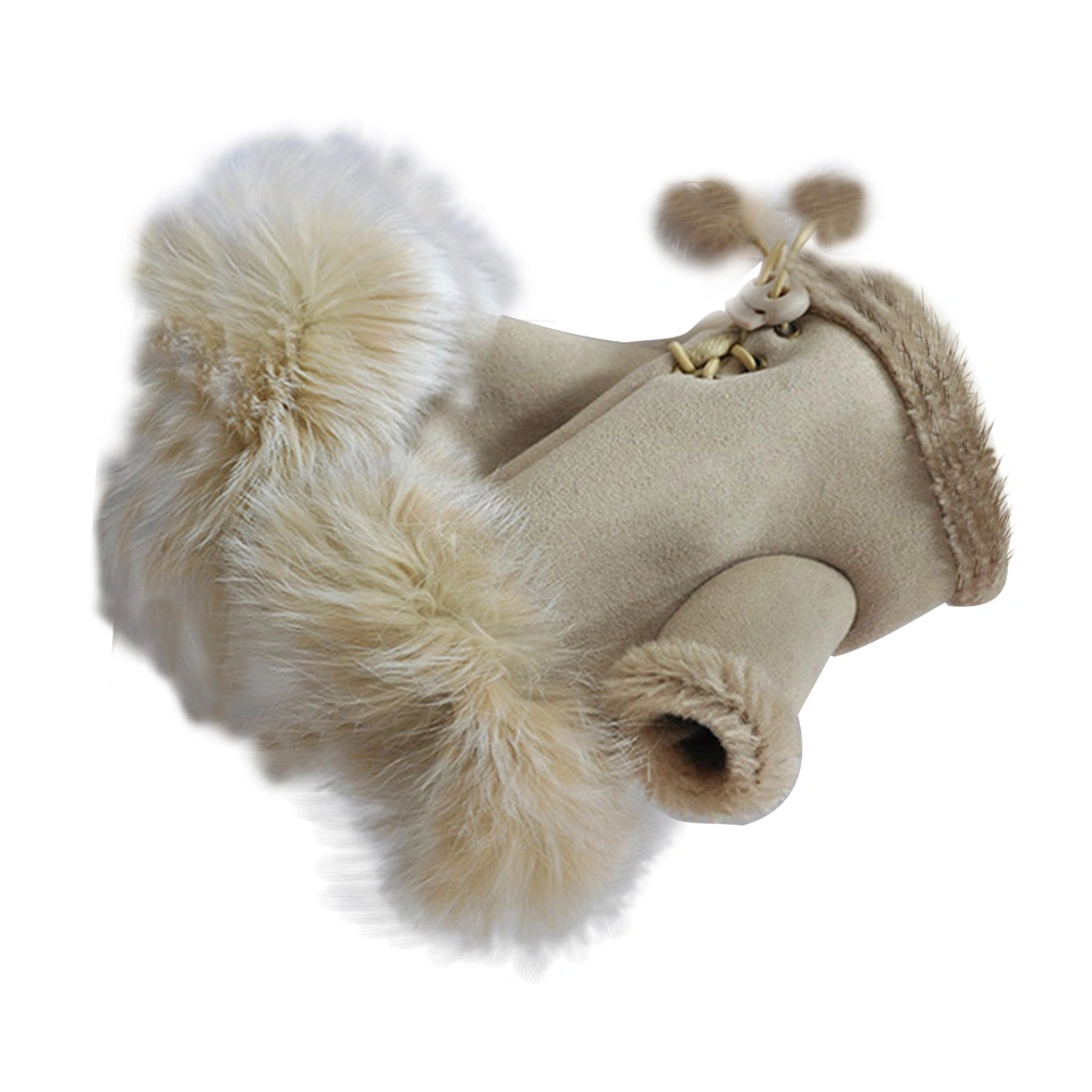 1 Pair Womens Girls Half Finger Gloves Winter Warm Stylish Wool Mittens Fingerless Wrist Short Gloves Hand Warmer Costume Christmas Gift (Cream-coloured)