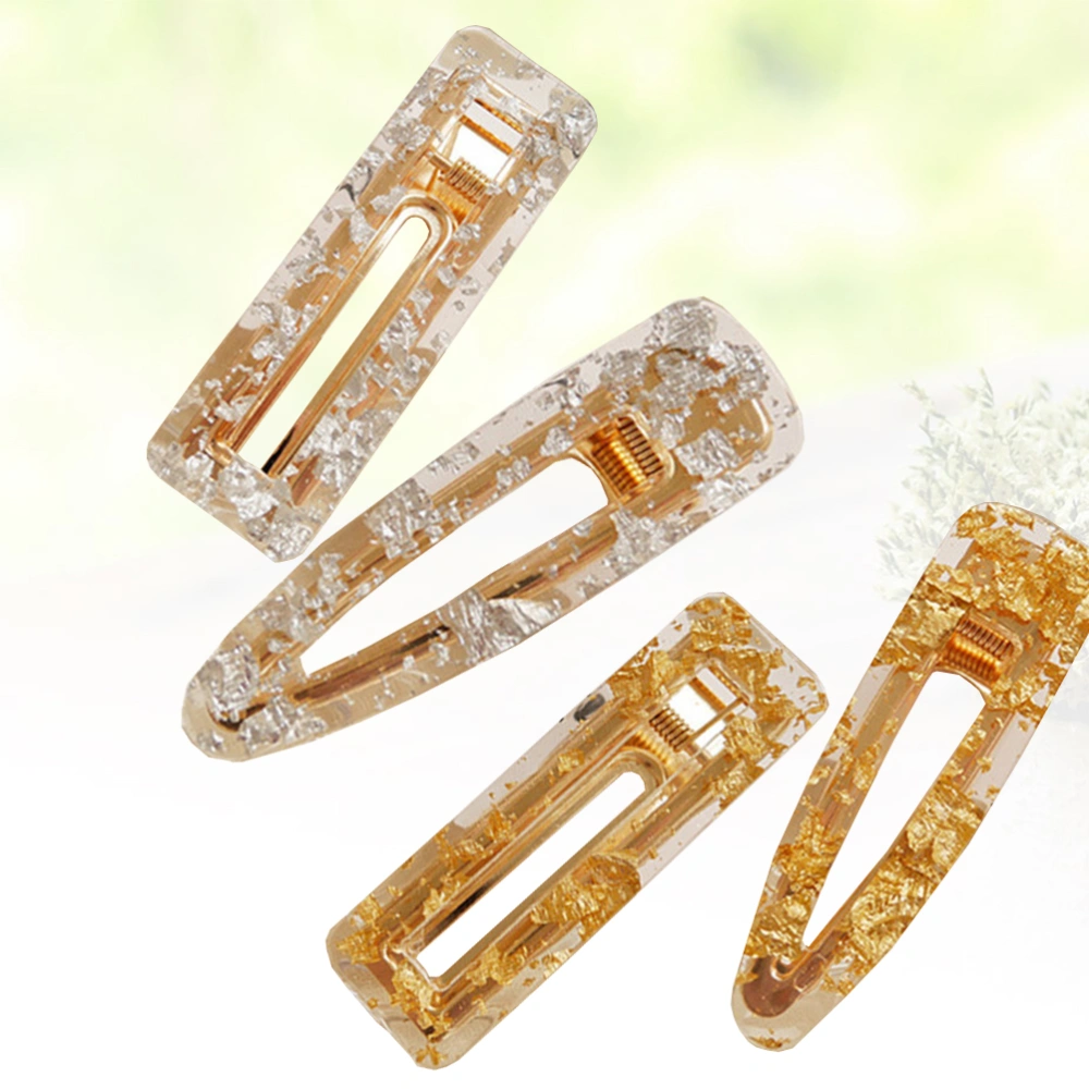 4Pcs Novelty Transparent Bangs Hair Clips lovely Drop-shaped Fringe Clips (Random Style)