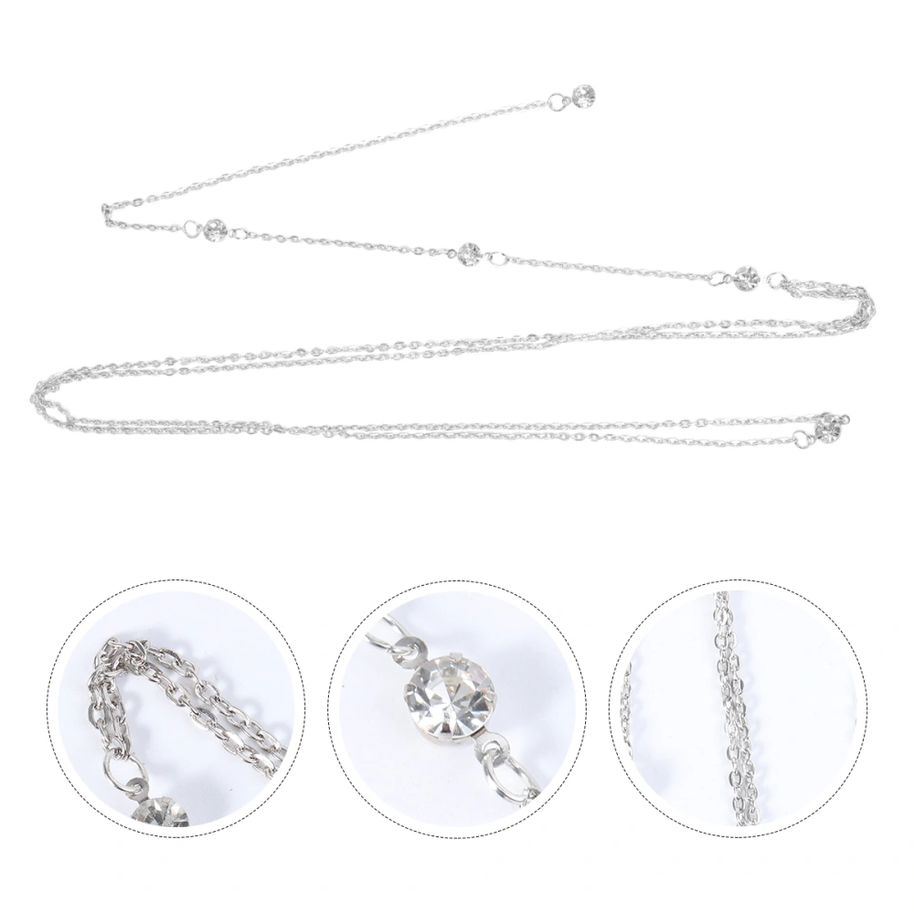 1PC Front and Rear Crystal Necklace Creative Body Dress Chain Sexy Bridal Back Chain Leak Back Dress Drop Ball Body Chain Personality Necklace for Lady (Silver)