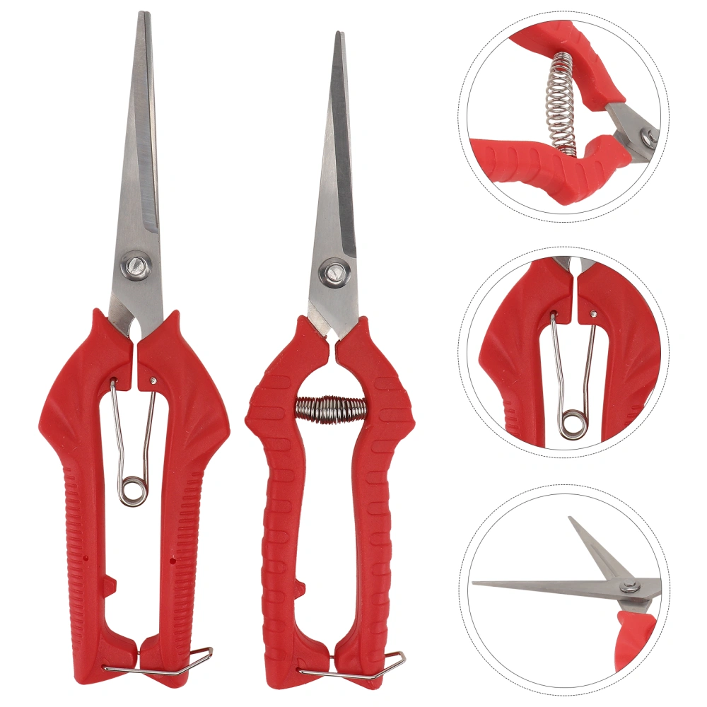 2Pcs Pruning Shear Gardening Branch Scissor Useful Fruit Picking Scissor  (Red)