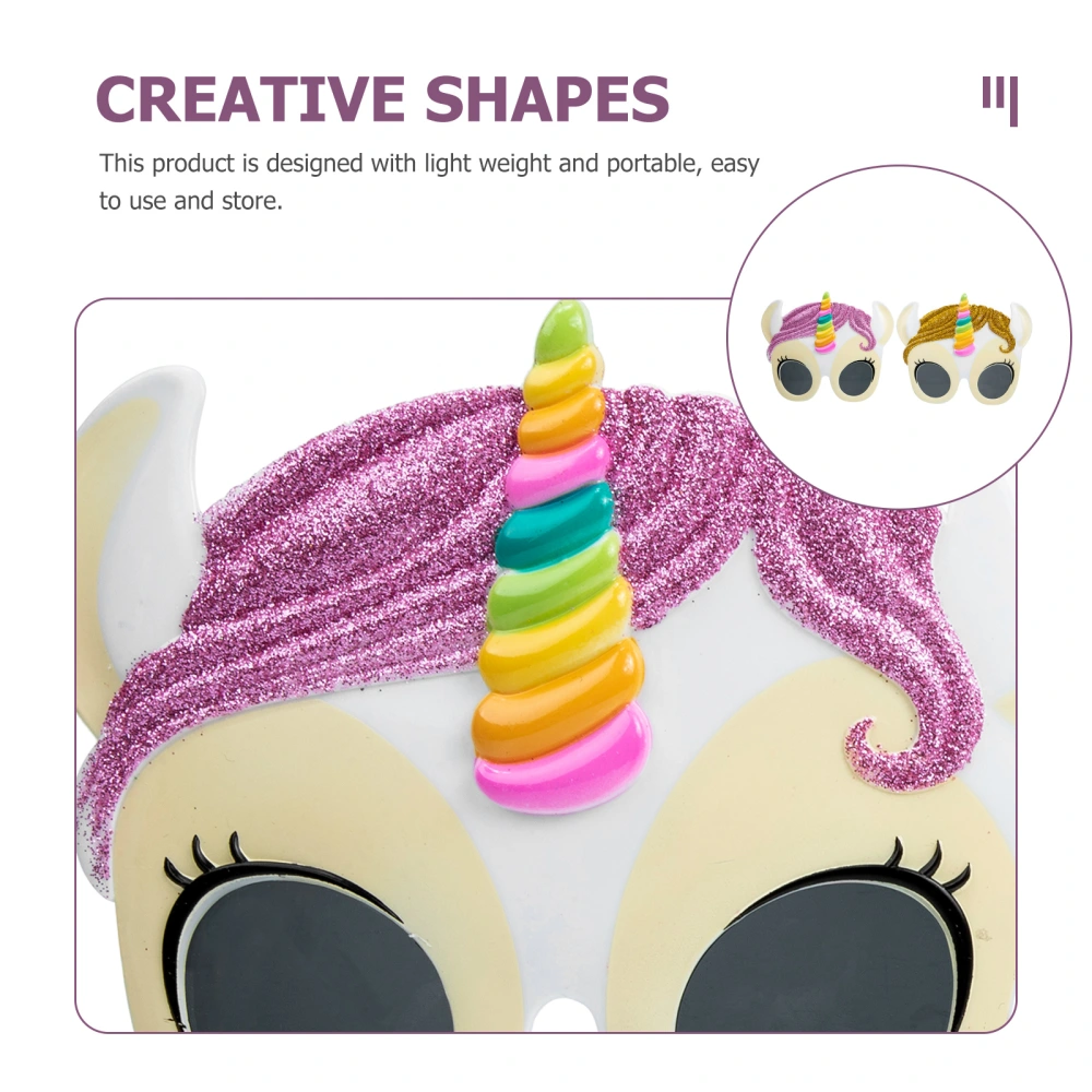 2pcs Decorative Unicorn Glasses Cartoon Glasses Funny Pose Glasses Creative Party Supplies