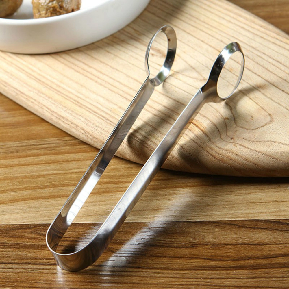 1Pc Stainless Steel Bread Tong Multifunction Food Clip Kitchen Serving Tongs for Eggs Cookies Barbecue (Silver)