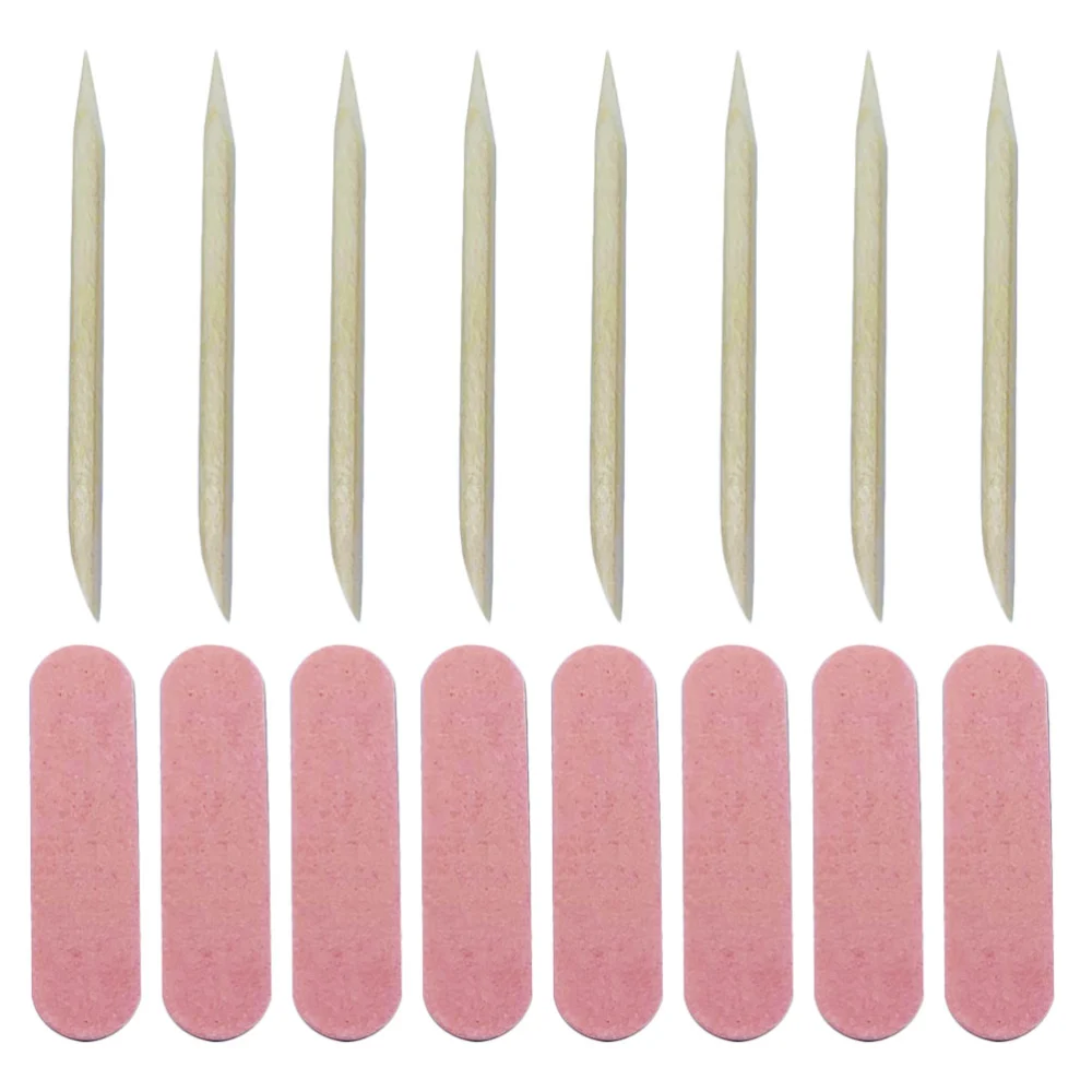 100 Sets Manicure Nail Polishing Strip Nail File Manicure Wooden Picks