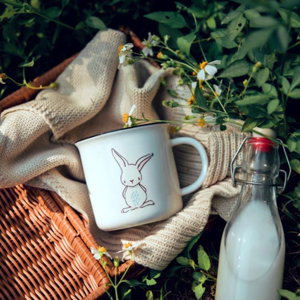 1pc Cartoon Ceramic Mug Bunny Pattern Drinking Cup Milk Coffee Mug for Home Office (White Bunny)