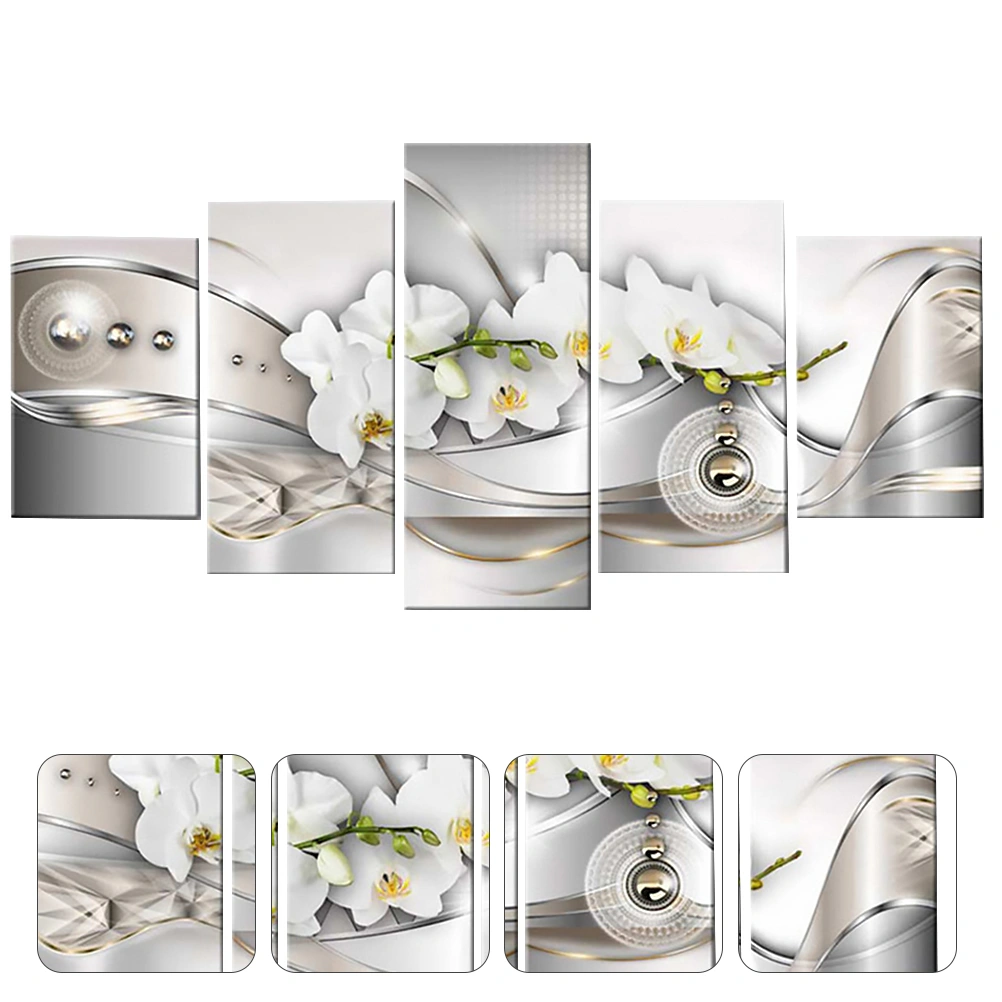 5pcs/Set Canvas Art Flower Painting Abstract Inkjet Flower Background Painting