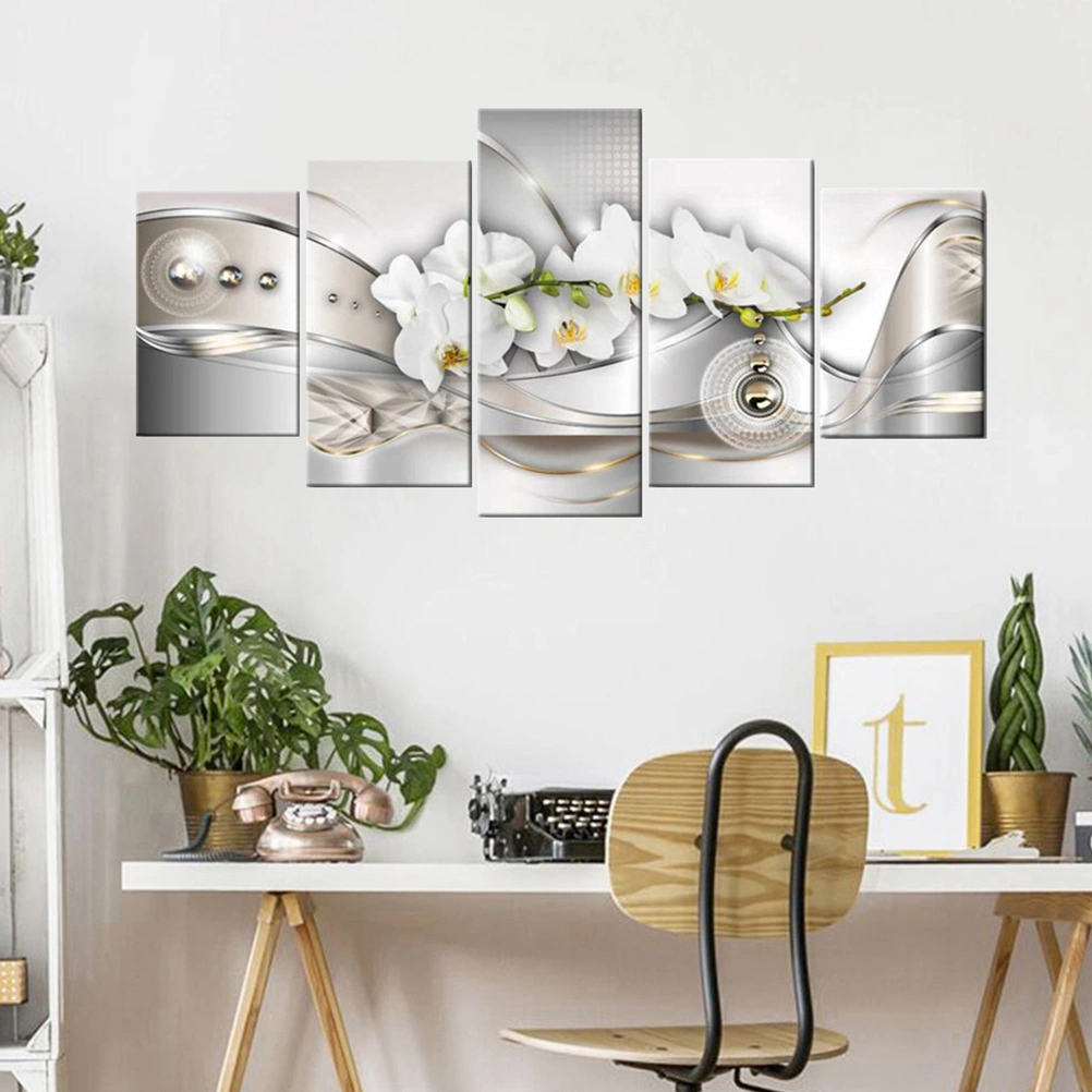 5pcs/Set Canvas Art Flower Painting Abstract Inkjet Flower Background Painting