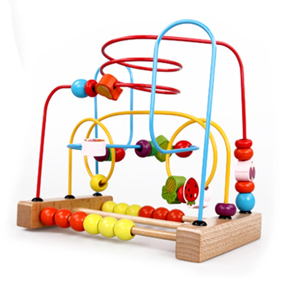 Wooden Fruits Bead Maze Roller Educational Abacus Beads Circle Toys Gift Colorful Activity Game for Children Kids