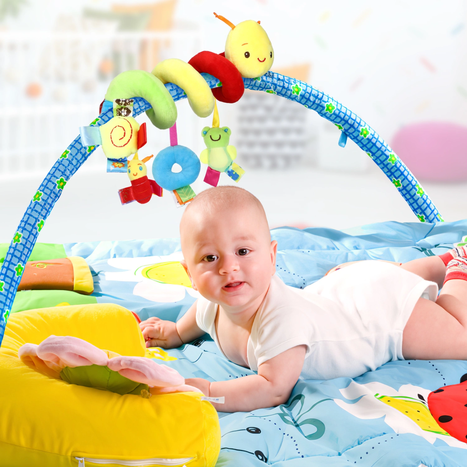 Crib Hanging Toy Spiral Hanging Stroller Toy Cartoon Cloud Sun Toy for Stroller