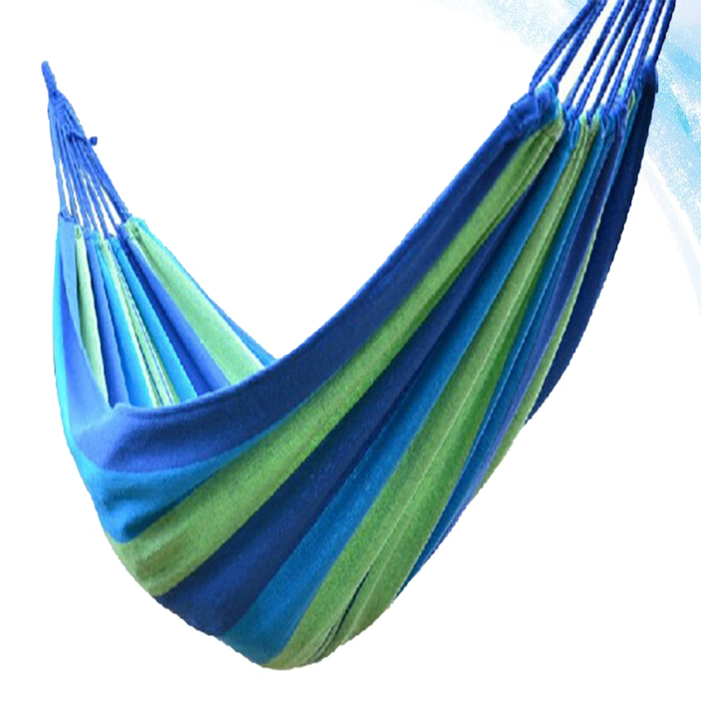 Outdoor Camping Striped Hammock Canvas Hammock Swing Garden Swing Hammock Outdoor Camping Hanging Chair (European Blue)