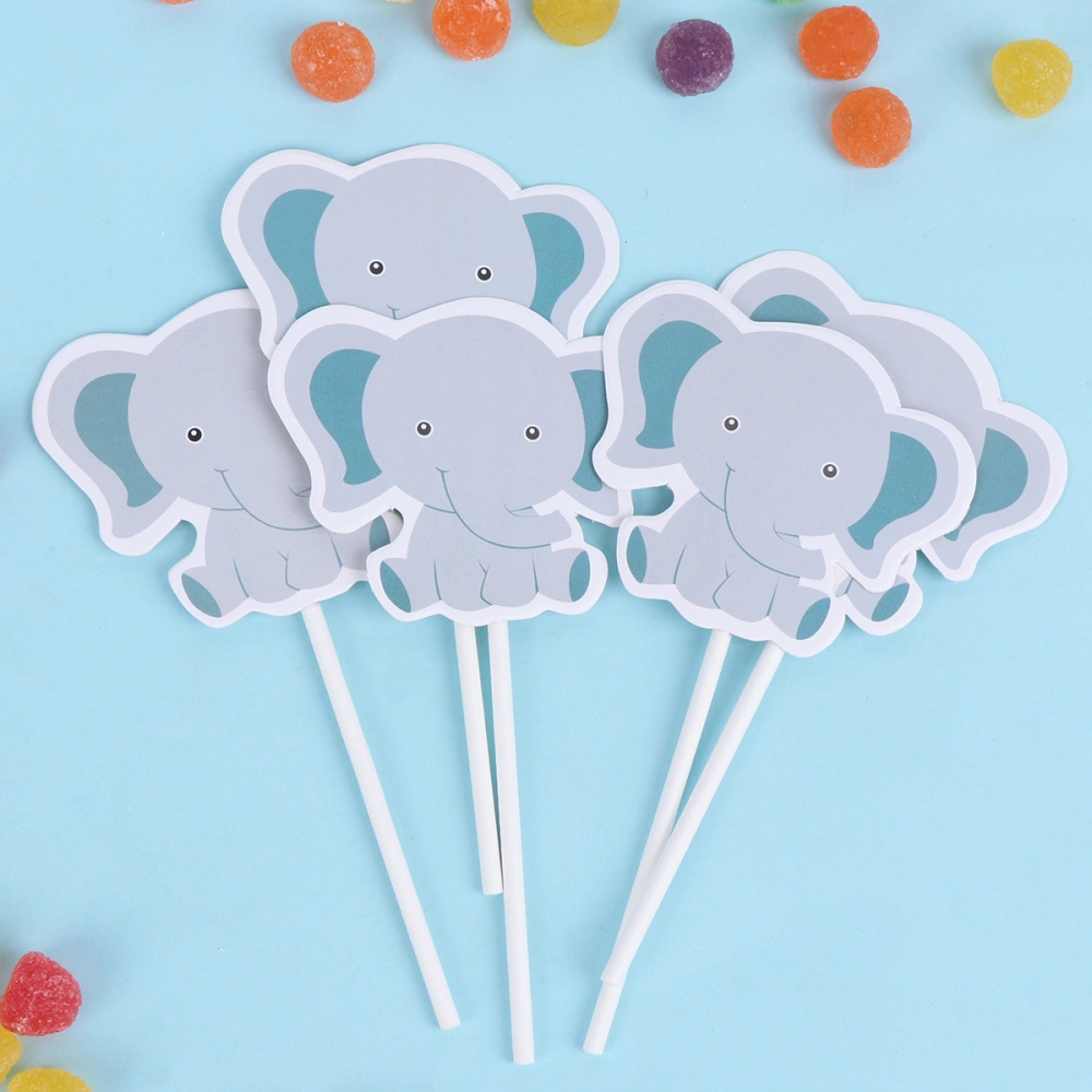 48pcs Elephant Shape Cake Toppers Cupcake Ornament Picks Interesting Cake Decor Dessert Adornment for Party Home