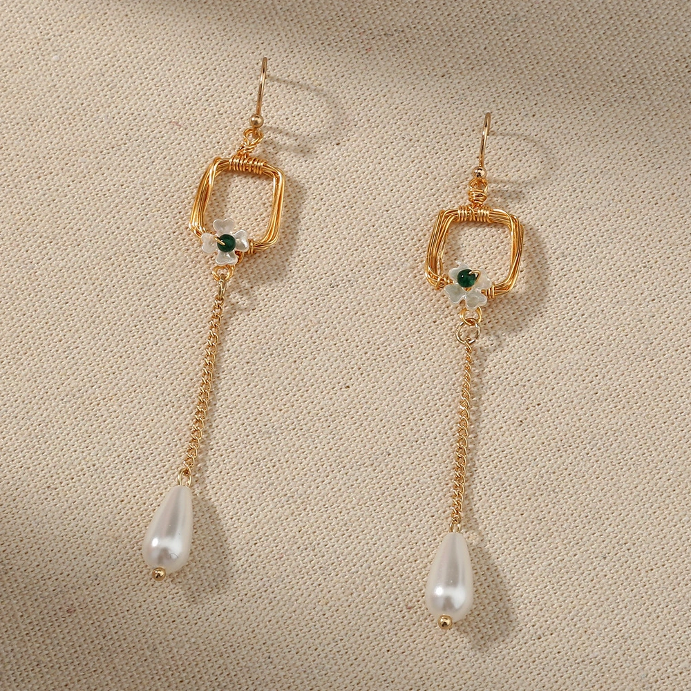 Retro Long Fringe Earrings Simple All-match Pearl