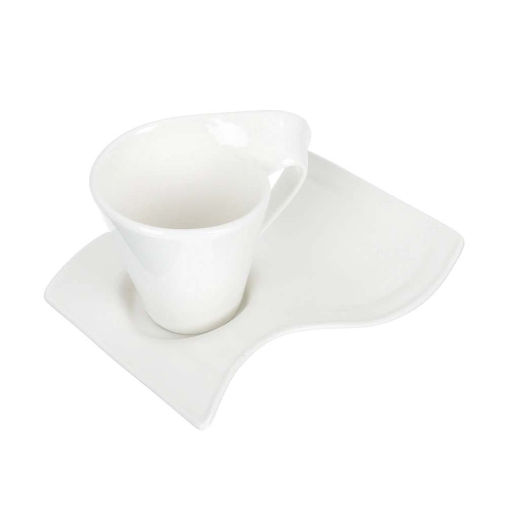 1 Set Ceramic Coffee Cup S Shape Coffee Saucer Ceramic Tea Cup Cafe Supplies