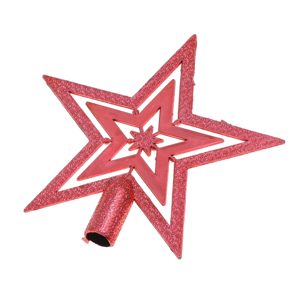 10cm Christmas Tree Topper Star Happy Christmas Treetop Star Festival Decoration (Red)