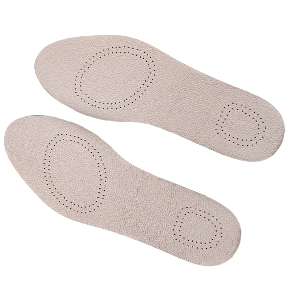 1 Pair of Cattlehide Insoles Breathable Deodorization Cowhide Leather Shoe Pads - Size 37/38 (White)