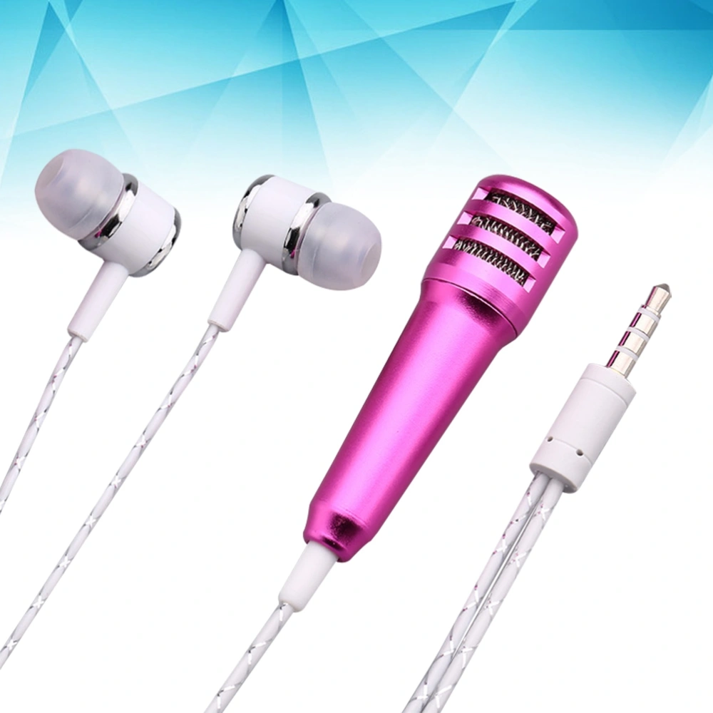 Fashion Design Mini Pocket Wired Microphone for Recording Music Lover KTV Party Home for Android IOS Laptop Tablet Use (Rosy)