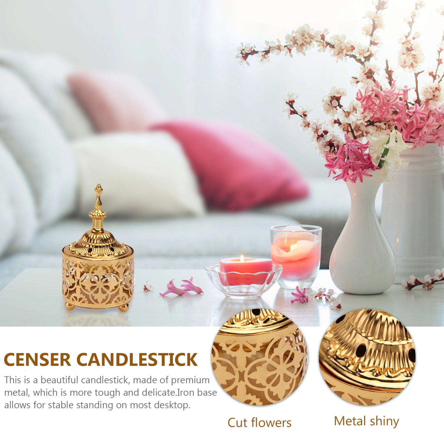 1Pc Iron Art Candlestick Decorative Candle Stand Home Scented Candle Stick