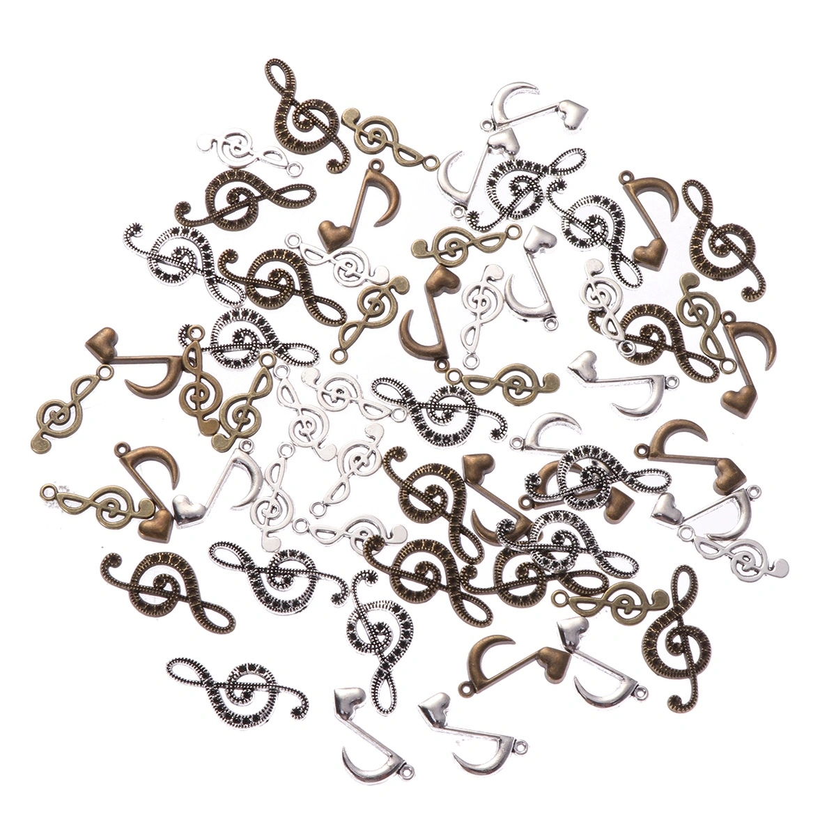 60pcs Assorted Patterns Music Note Alloy Pendants Set DIY Charms Jewelry Making Accessory (P203 Bronze+P203 Antique Silver+P201 Bronze+P201 Antique Silver+P214 Bronze+P214 Antique Silver)