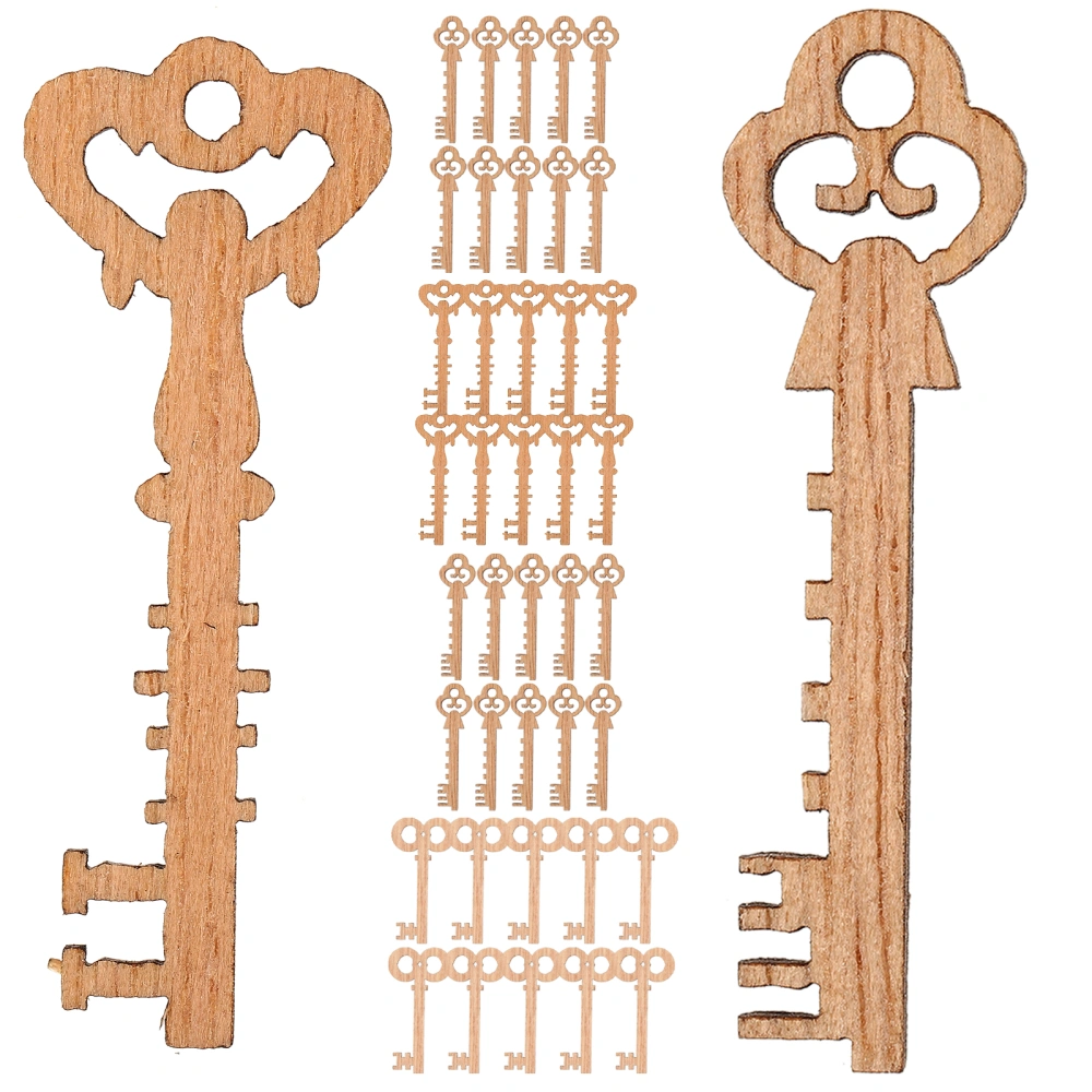 50pcs Blank Wooden Vintage Keys Embellishment Keys Cards Bookmark Scrapbooks DIY Christmas Decoration