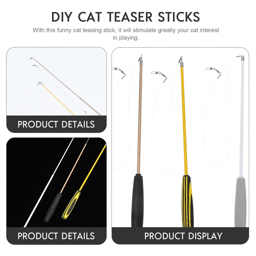 3Pcs Retractable Cat Wand Pet Cat Toys DIY Cat Teaser Sticks Three-sections Cat Wand (Random Color)