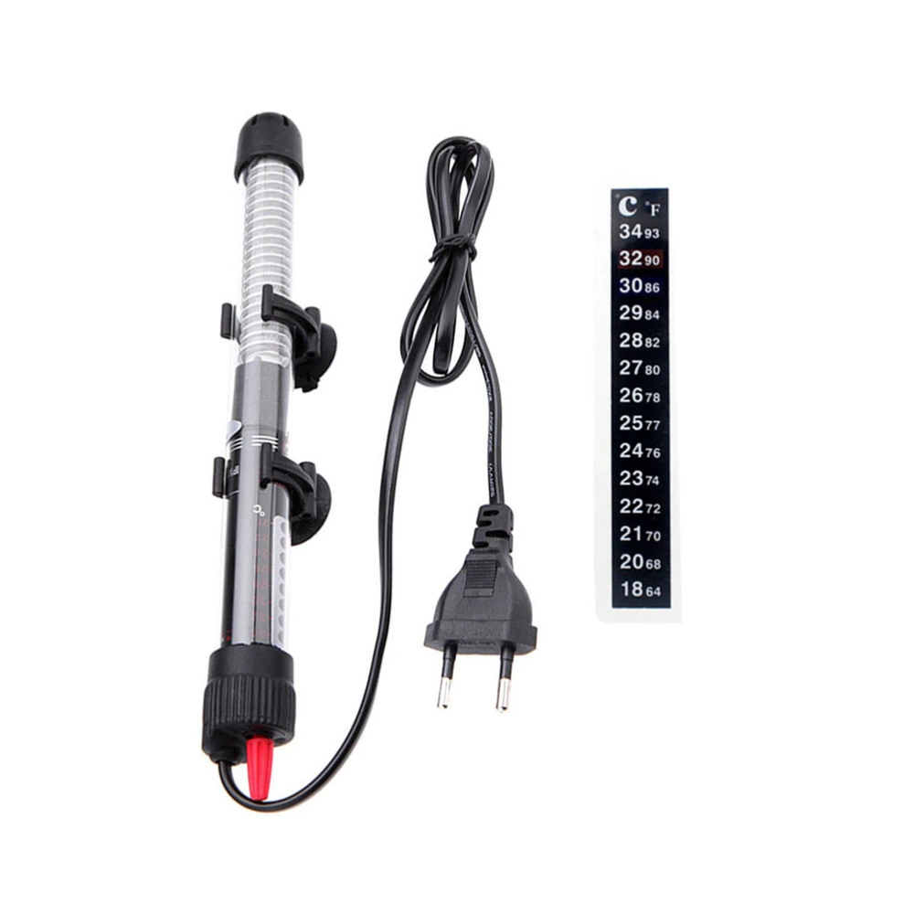 2Pc Professional Glass Submersible Aquarium Heater 300W with Thermometer with Patch Thermometer with EU Plug