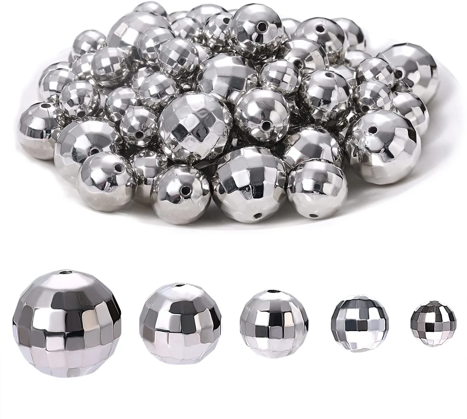 200Pcs DIY Disco Ball Jewelry Beads Hole Beads Diy Handmade Crafts Making Beads