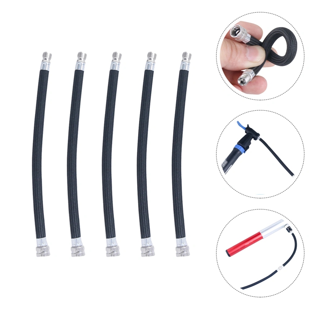 5Pcs Bicycles Tyre Tire Hand Air Pump Inflator Bike Replacement Hose Tubes (Black)