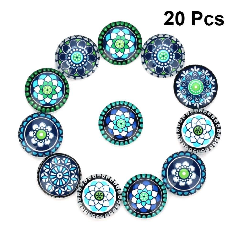 1 Bag 20pcs Glass Interface Patch DIY Jewelry Accessories Flower Pattern Glass Patch Jewelry Making Material for DIY Jewelry Crafts Making (Blue 20mm)