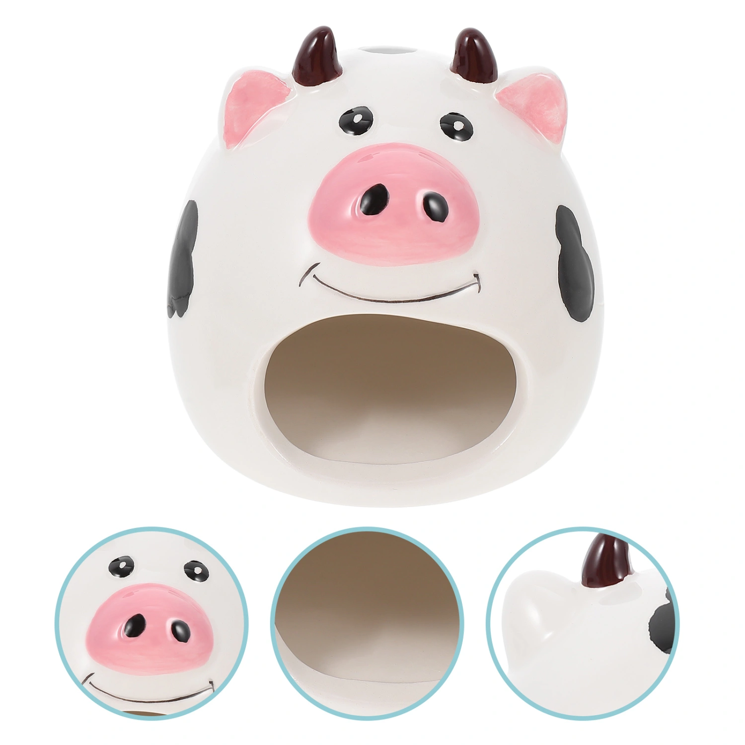 Small Hamster Nest Cartoon Cow Shaped Hamster Cage Ceramic Cooling Hamster House