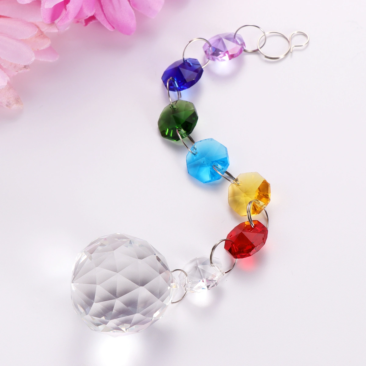 Colorful Crystal Chandelier Lamp Lighting Drops Pendants Balls Prisms Hanging Glass Prisms Parts Home Decoration (Transparent Pendant)