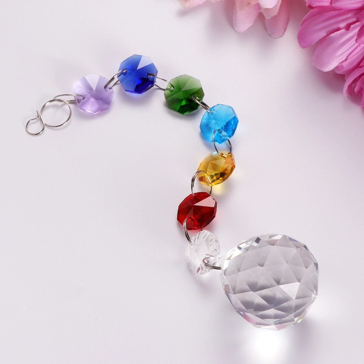 Colorful Crystal Chandelier Lamp Lighting Drops Pendants Balls Prisms Hanging Glass Prisms Parts Home Decoration (Transparent Pendant)