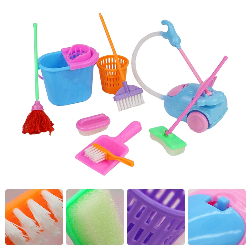 1 Set Dollhouse Miniature Cleaning Toys Kids Play House Cleaning Equipment Tools