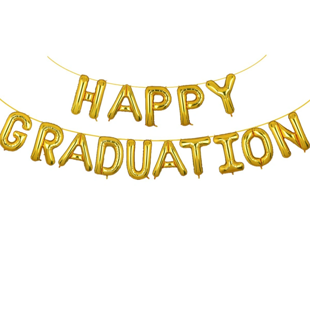 Happy Graduation Banner Auminum Foil Balloons Banner for Graduation Party Decor (Golden)