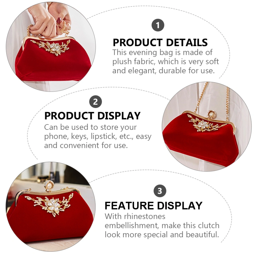 Women Girls Evening Bag Purse Clutch Banquet Party Handbag with Rhinestones