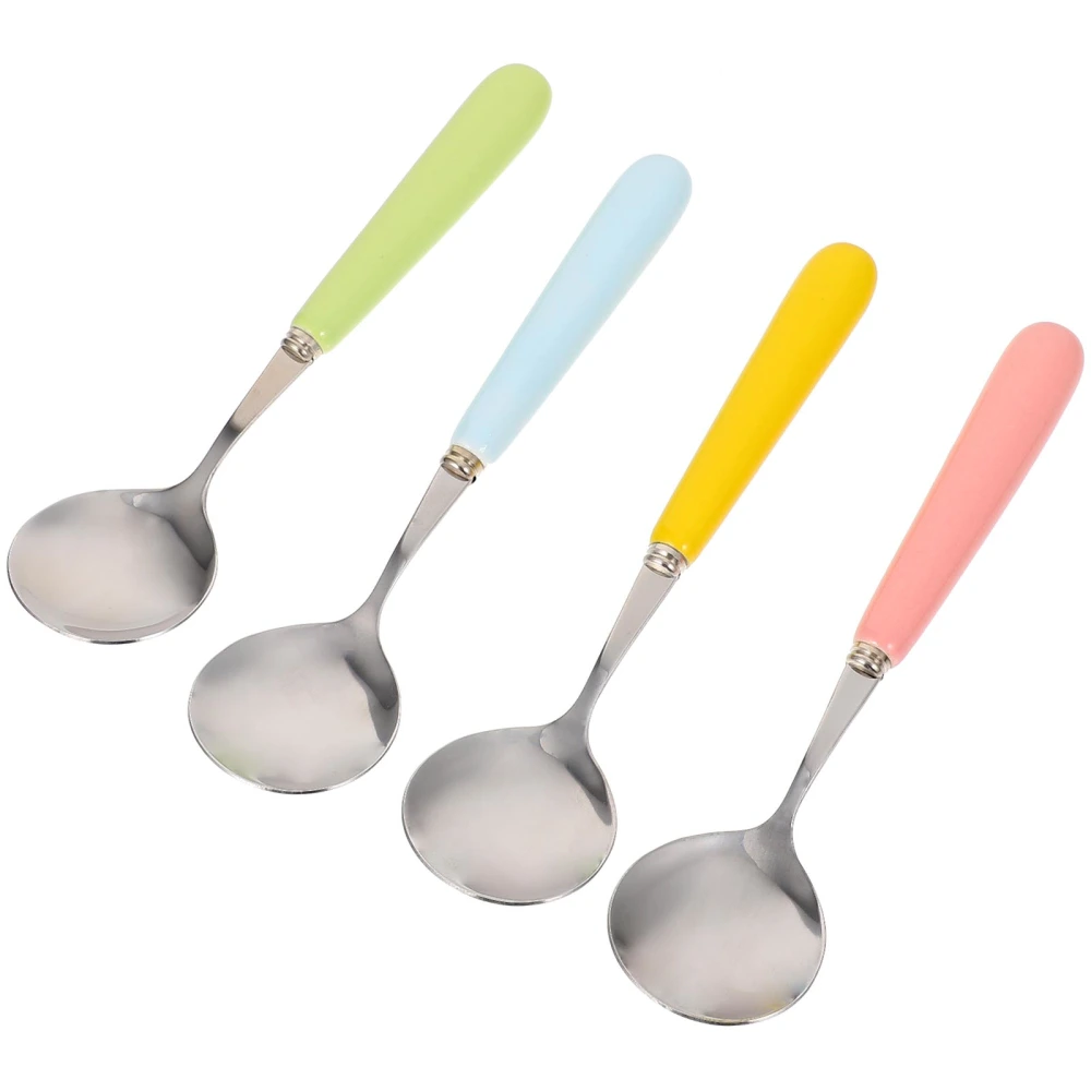 4Pcs Coffee Stirring Spoons Ice Cream Spoons Kitchen Supplies (Assorted Color)