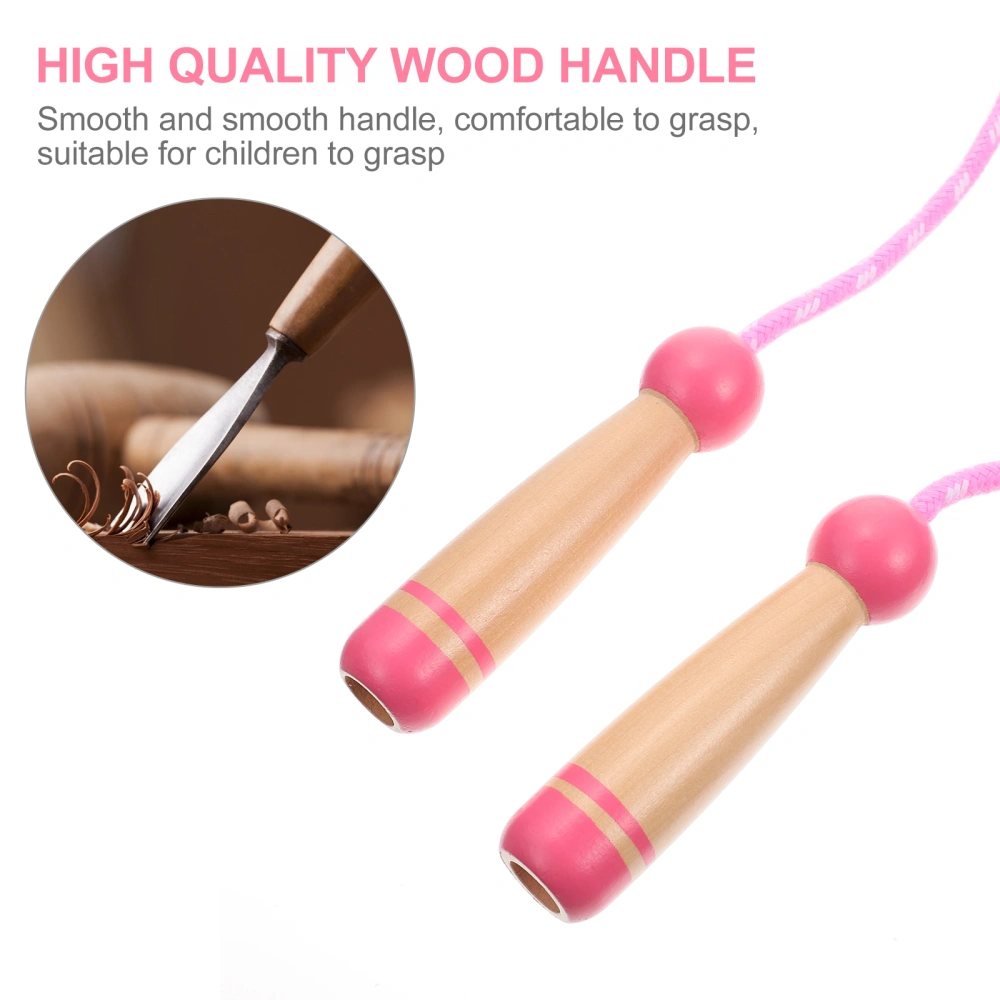 1pc Kids Adjustable Length Rope Wooden Handle Jumping Rope Skipping Rope