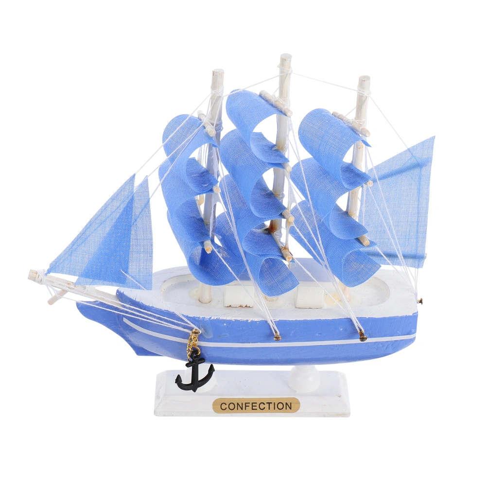 1Pc Wooden Sailboat Crafts Ship Model Sailing Boat Decor Home Ornament