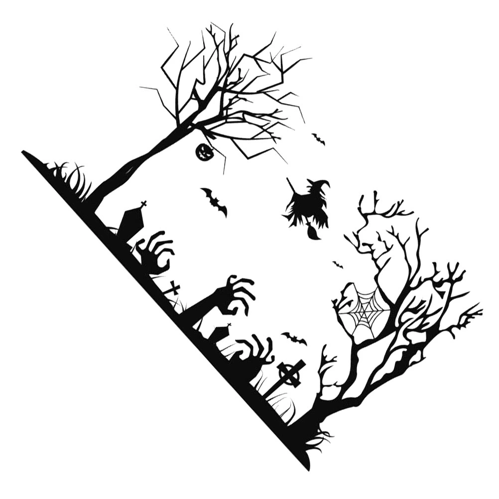 Halloween Wall Sticker PVC Removable Wall Decals Bedroom Wall Paster Home Decoration Black