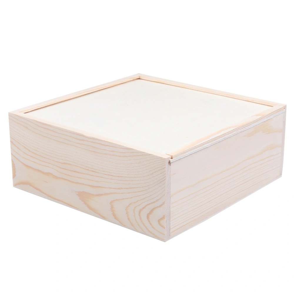 1Pc 19.6x19.6x7.6cm Wooden Gift Box with Push Cover Simple Square Jewelry Gift Case Bracelet Storage Box Gift Holder for Birthday Party