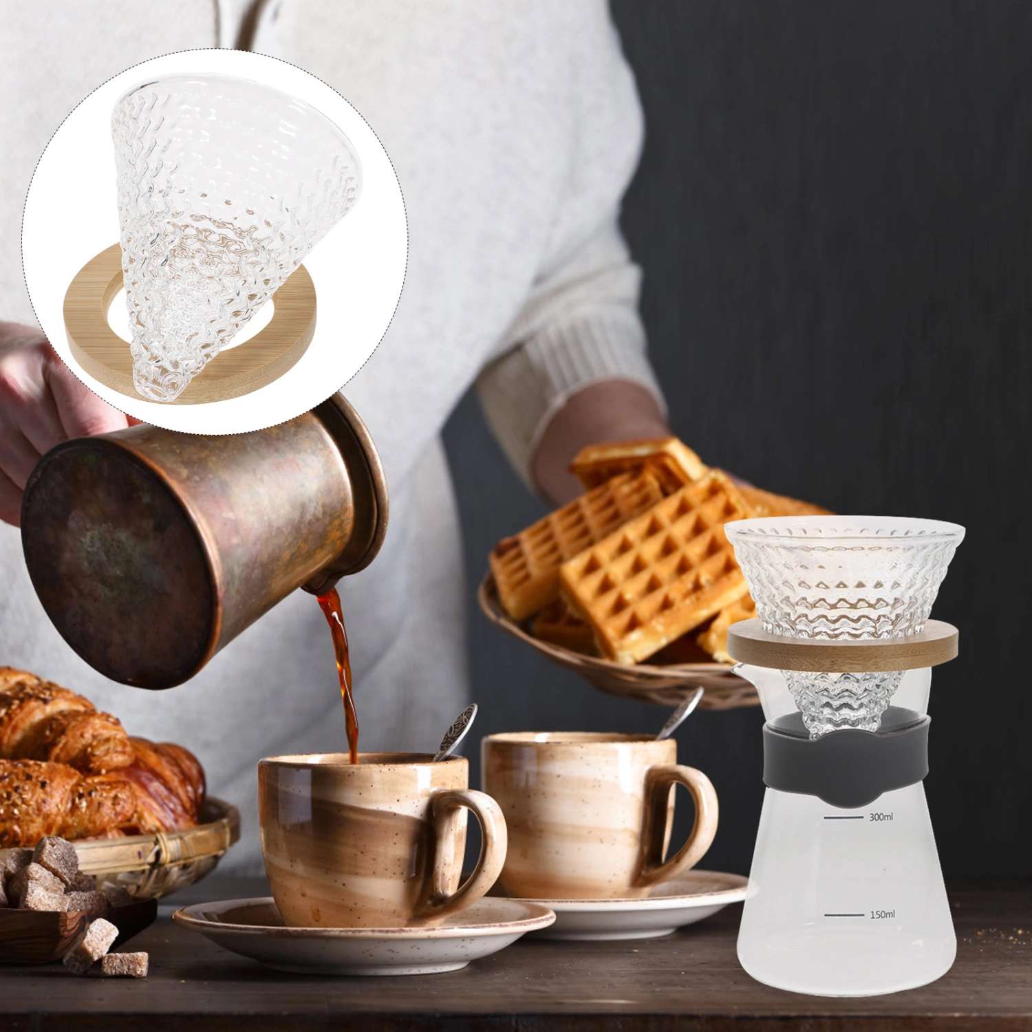 1 Set of Coffee Dripper Filter Cup Coffee Pot Filter Cup Coffee Drip Filter Coffee Filter Tool