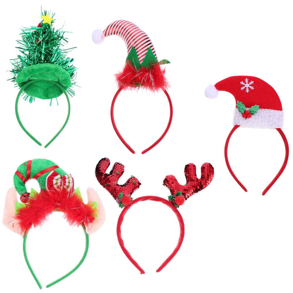 5Pcs Adorable Christmas Hairbands Headdress Christmas Hat Antler Hair Hoops