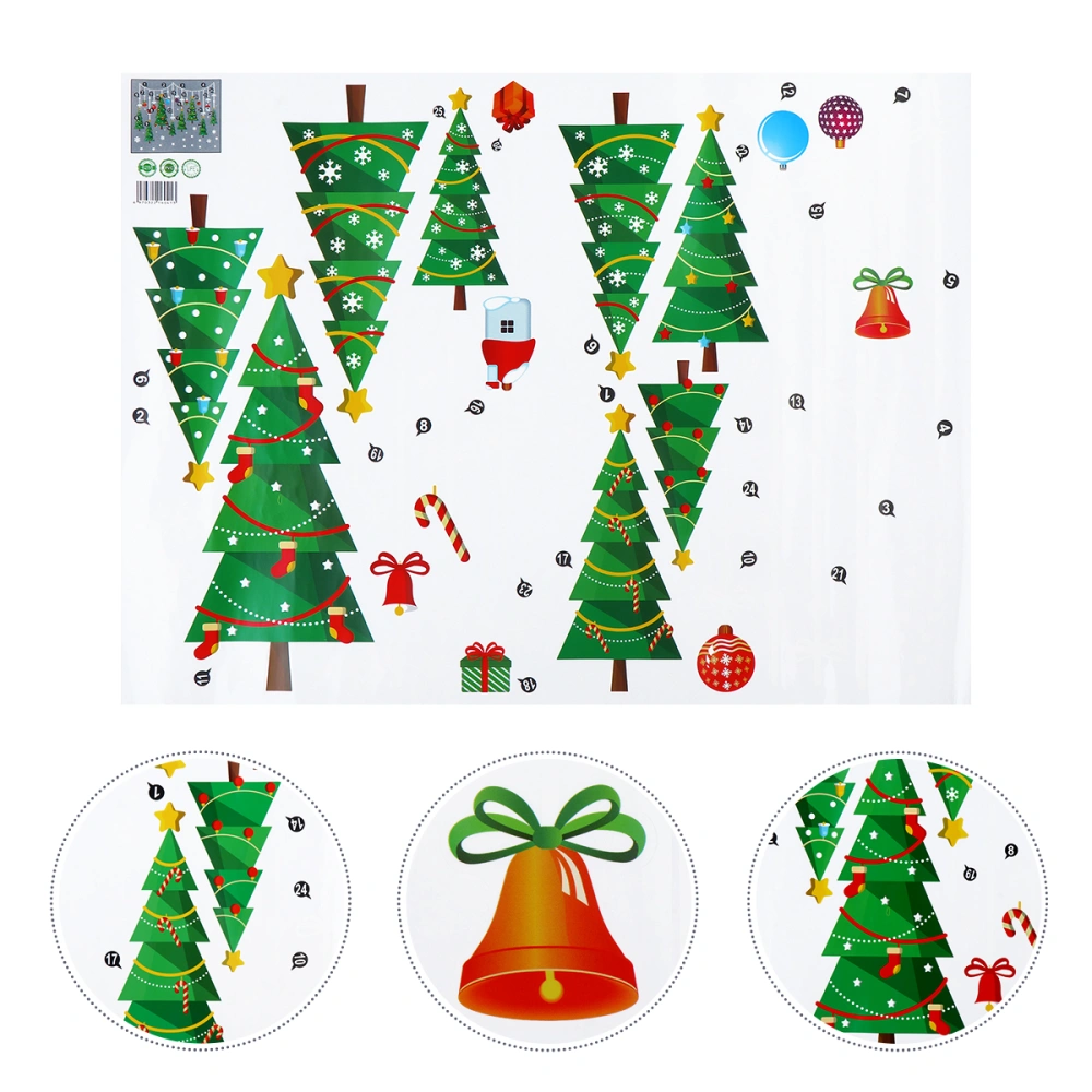 3pcs Removable Christmas Tree Glass Door Stickers DIY Wall Stickers (Green)